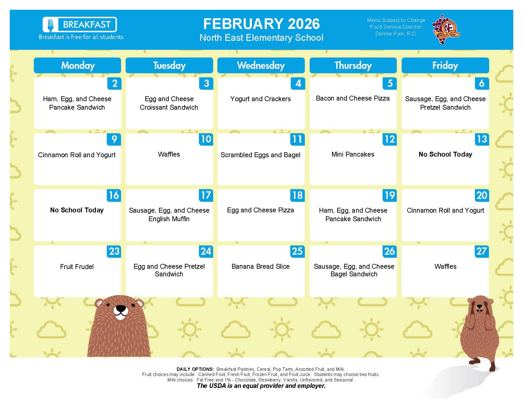 NEES February Breakfast Menu